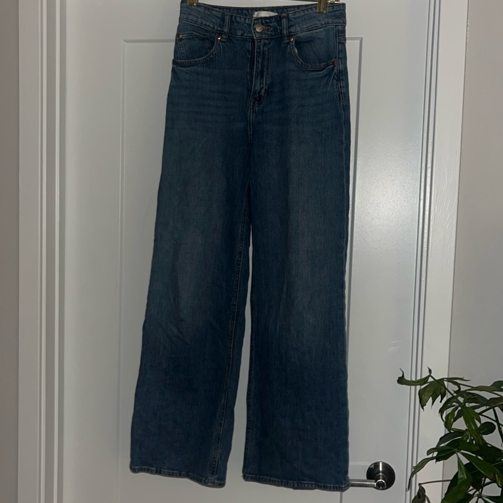 Wide leg high rise denim Jean
